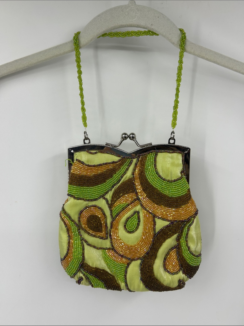 Inge Christopher Beaded Art Deco 1920s Style Vintage Evening Purse Handbag Green